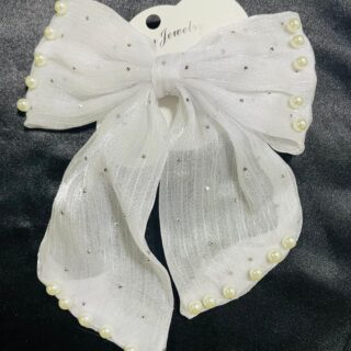 Elegant Pearl Hair Bow Clips