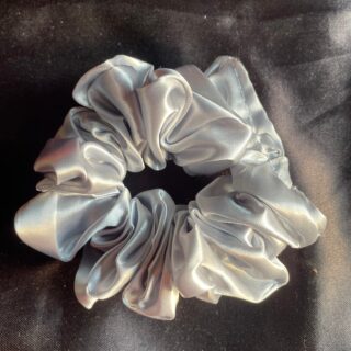 Elegant Grey Satin Scrunchie