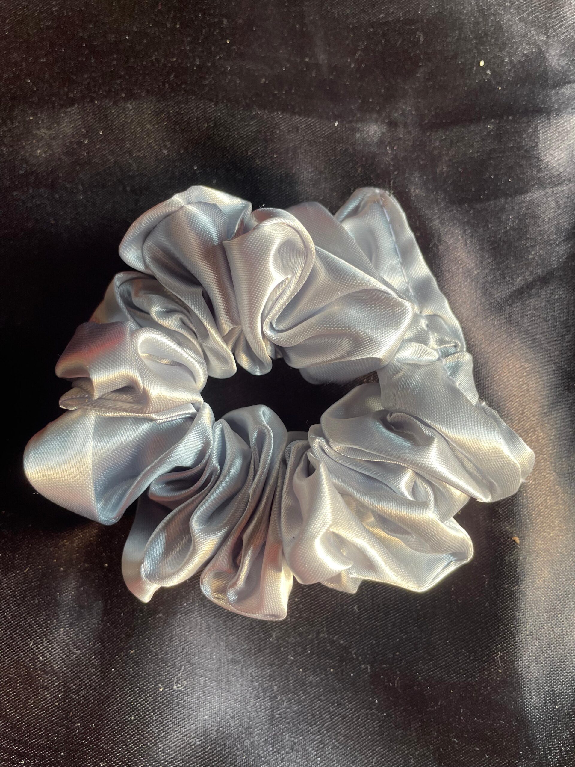 Elegant Grey Satin Scrunchie
