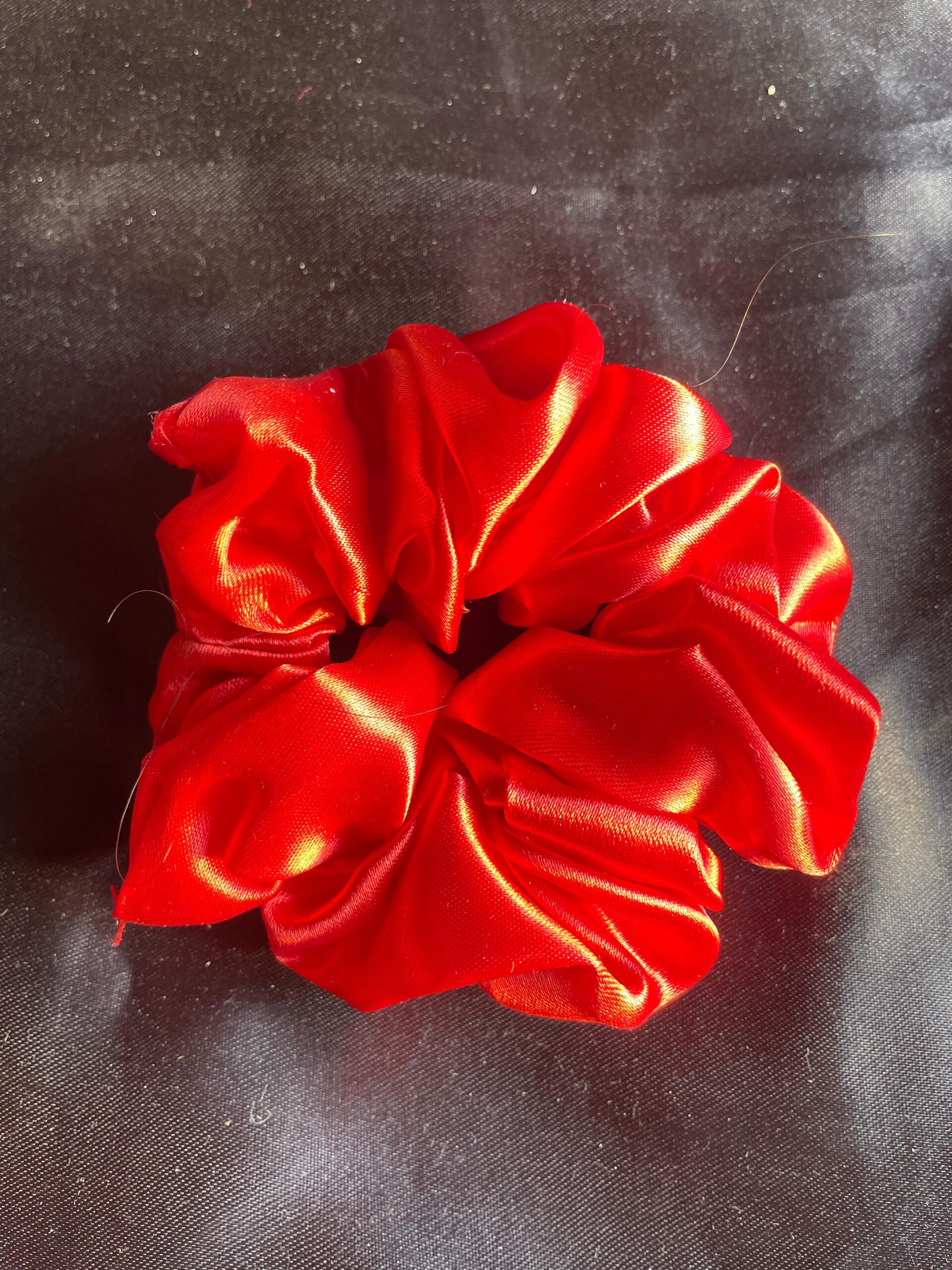 Elegant Red Satin Scrunchie