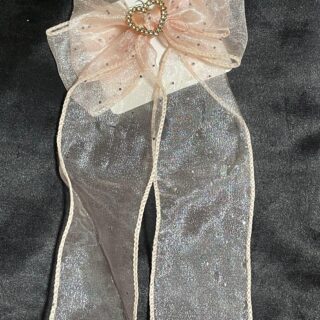 Peach Heart Hair Bow Clips