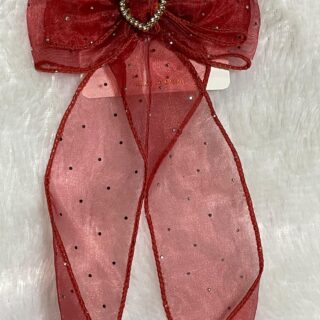 Red Heart Hair Bow Clips