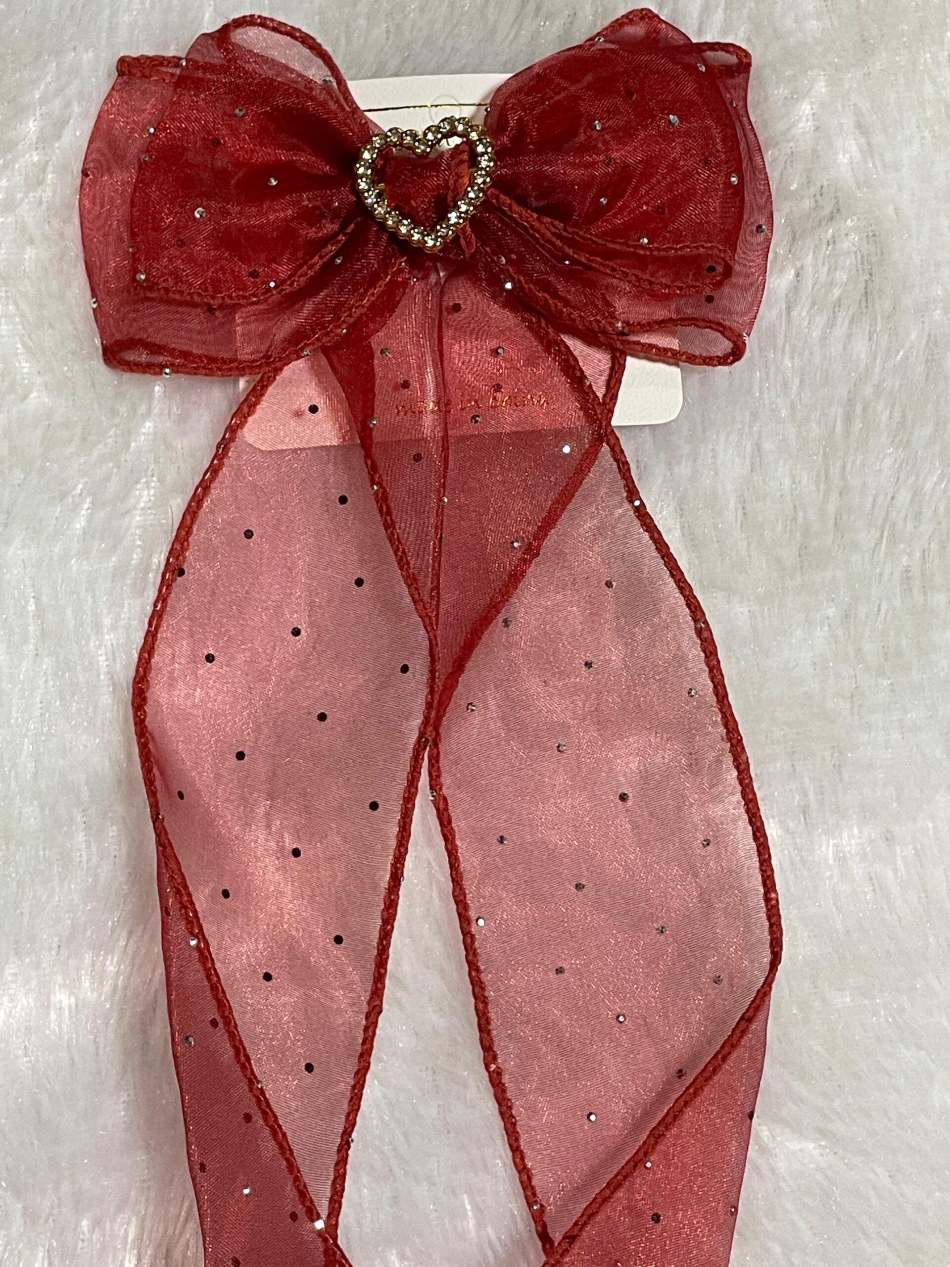 Red Heart Hair Bow Clips