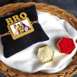 Custom-Made Wooden Rakhi with Pictures