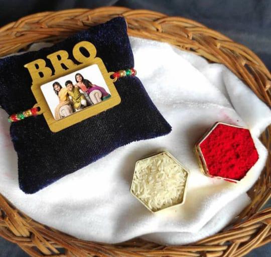 Custom-Made Wooden Rakhi with Pictures
