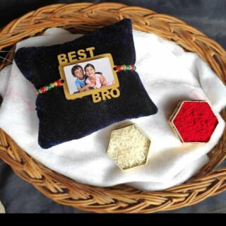 Custom-Made Wooden Rakhi with Pictures