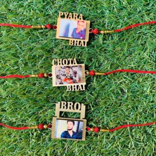 Custom-Made Wooden Rakhi with Pictures