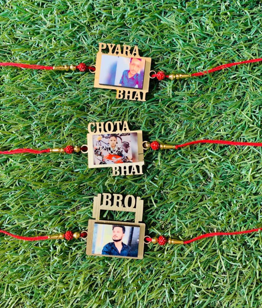 Custom-Made Wooden Rakhi with Pictures