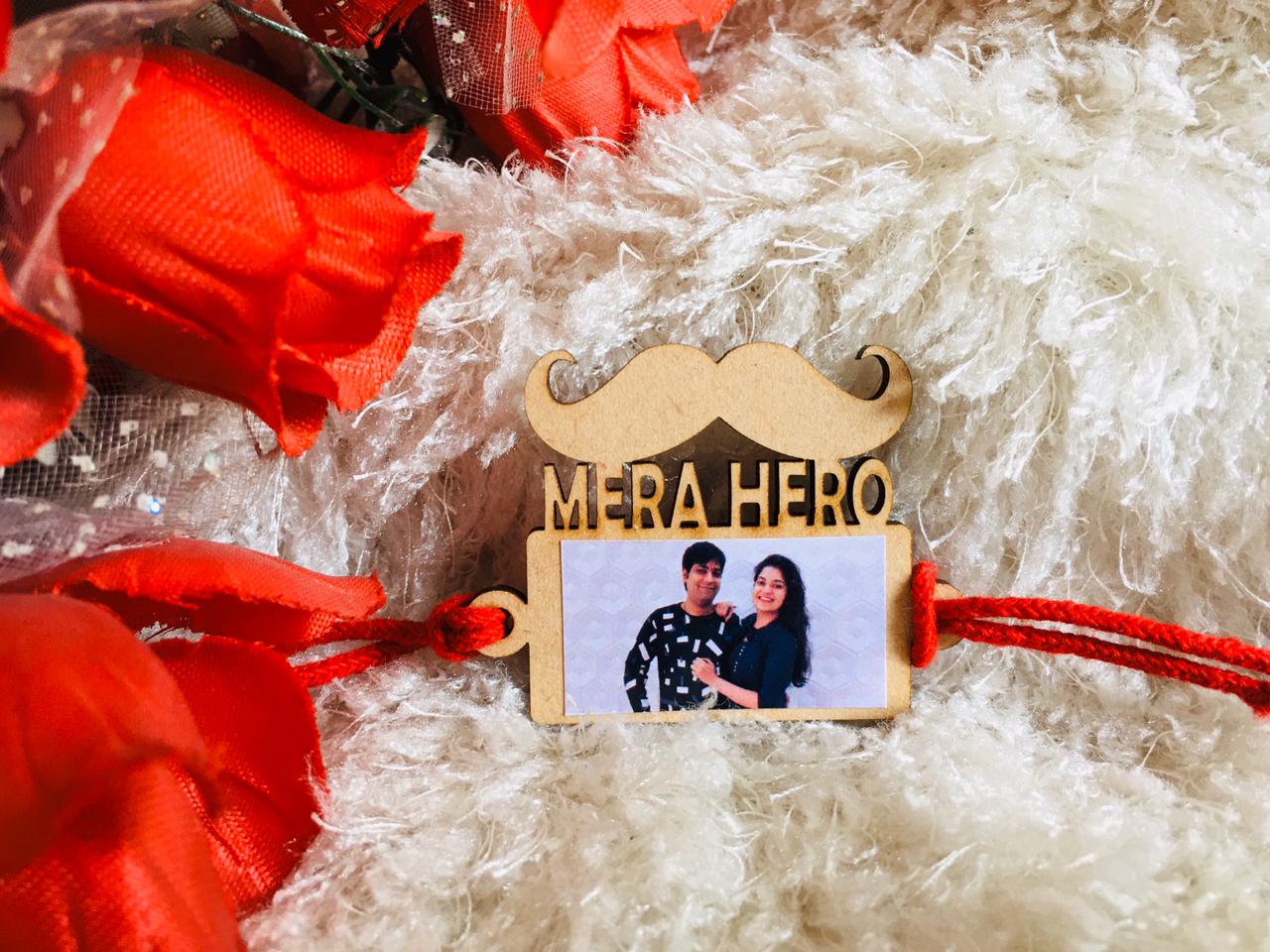 Custom-Made Wooden Rakhi with Pictures