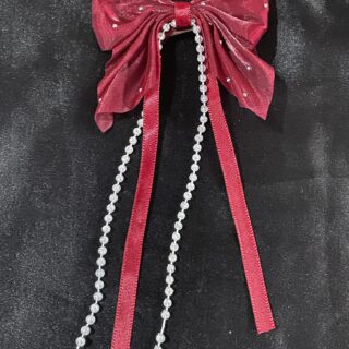 Red Bow Pearl Korean Clips