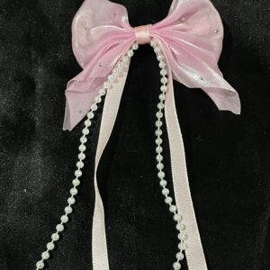 Pink Bow Pearl Korean Clips