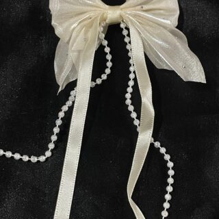 White Bow Pearl Korean Clips