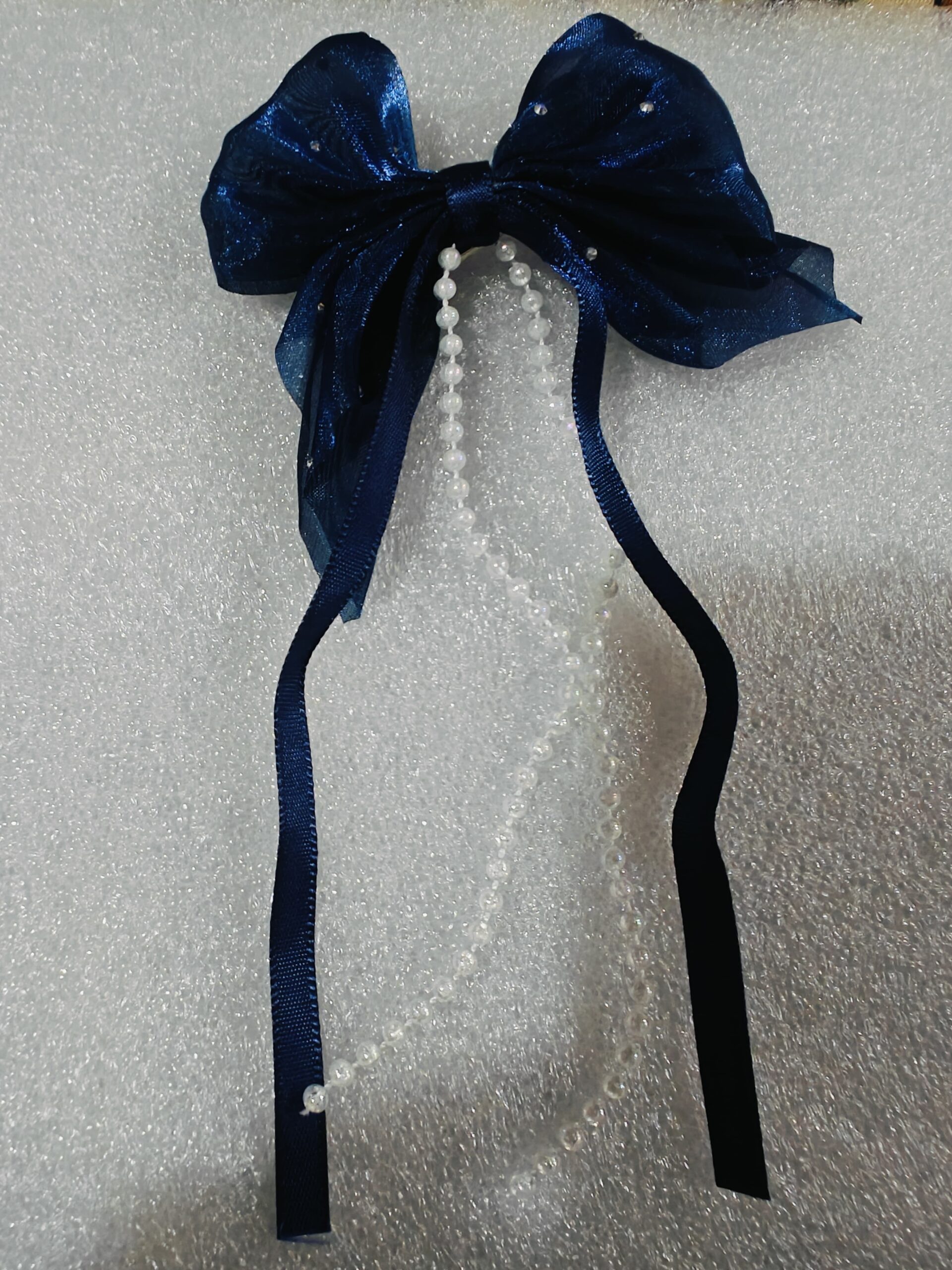 Blue Bow Pearl Korean Clips