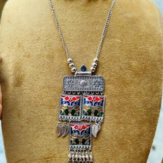 Multicolored Oxidized Long Necklace Set