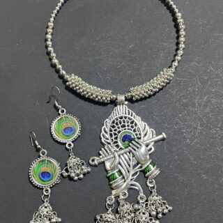 Hasli Morni Oxidized Long Necklace Set