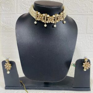 Crystal White Choker Set with Earrings