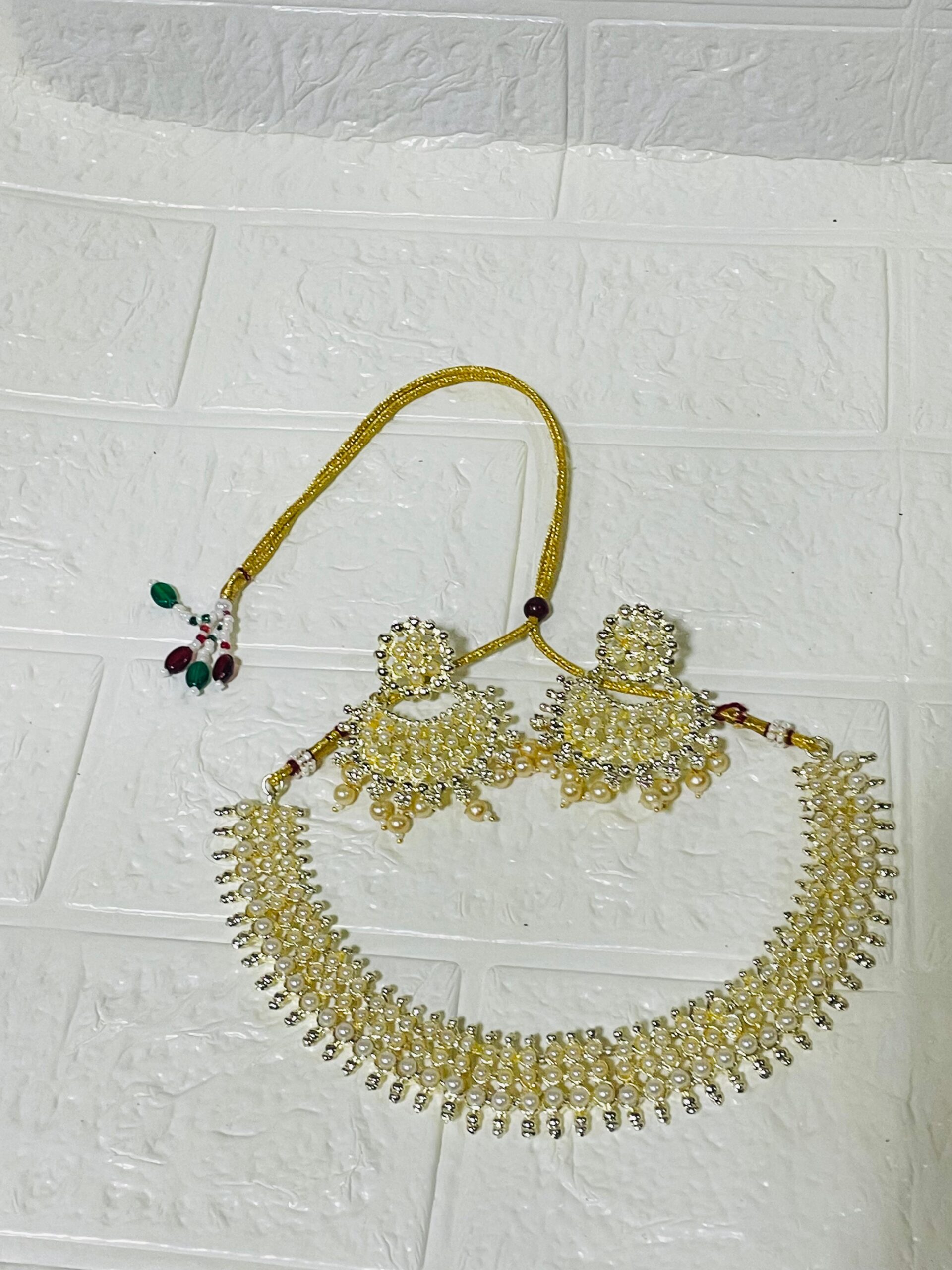 Offl White Choker Set with Earrings - Image 2