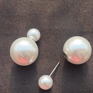 White Big Small Dual Side Earrings