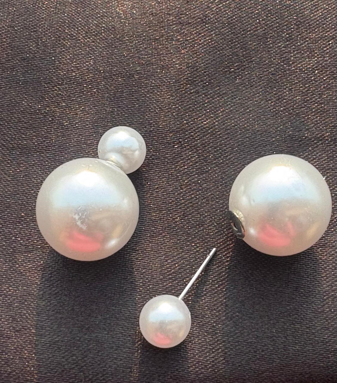 White Big Small Dual Side Earrings