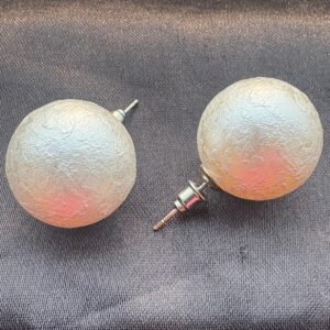 White Big Moon Marble Earrings