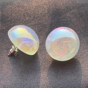 White Big Half Cut Side Earrings
