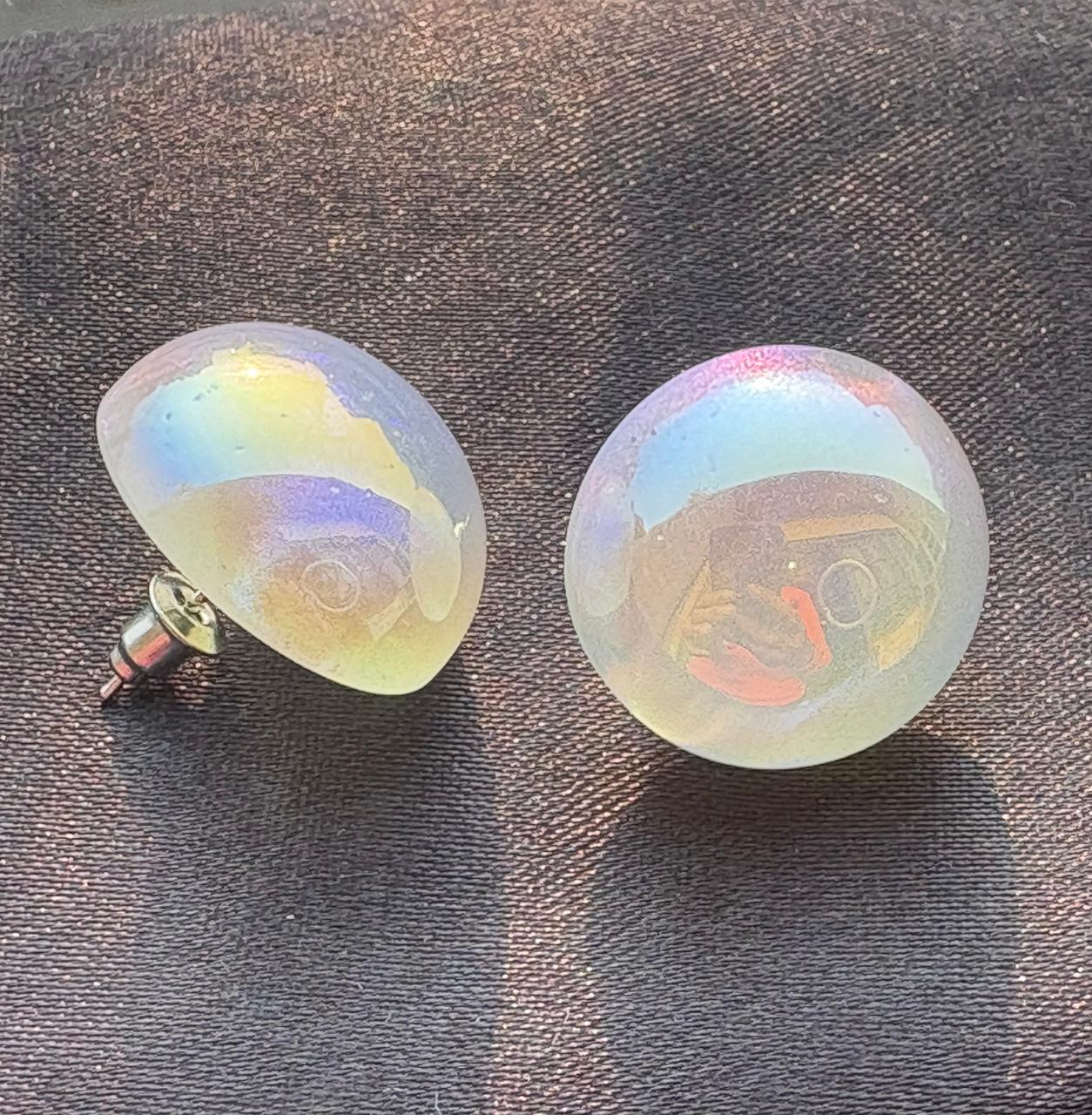 White Big Half Cut Side Earrings