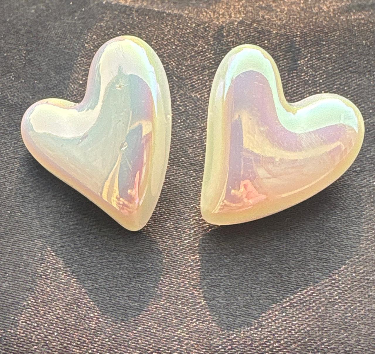 White Big Heart Shape Earrings