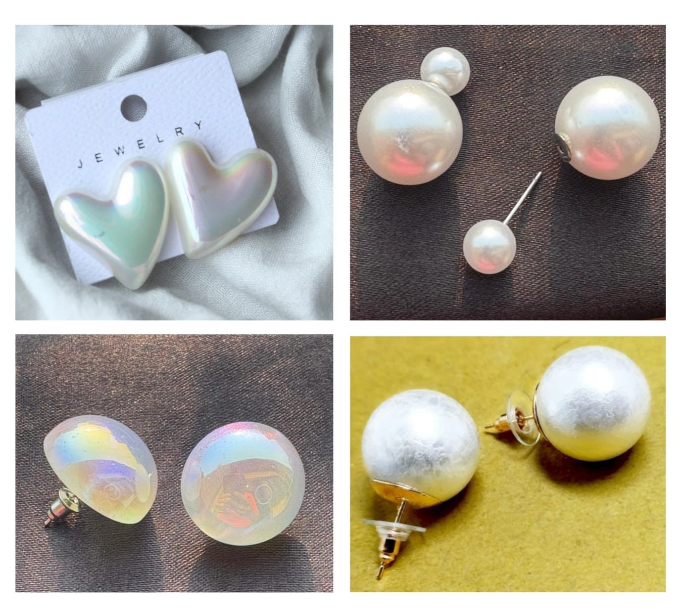 White Combo Pearl Earrings