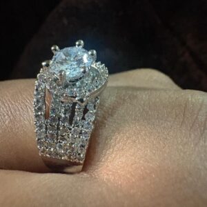 Silver Colour American Diamond adjustable Ring