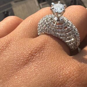 Elegant big American Diamond adjustable Ring