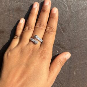 Silver American Diamond adjustable Ring