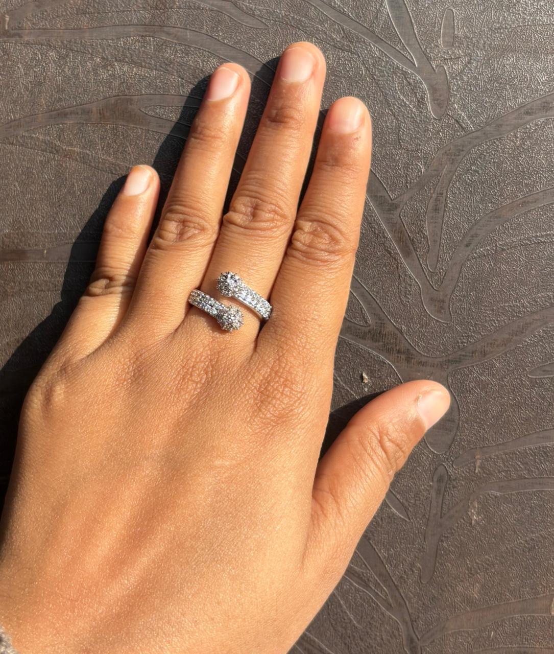 Silver American Diamond adjustable Ring
