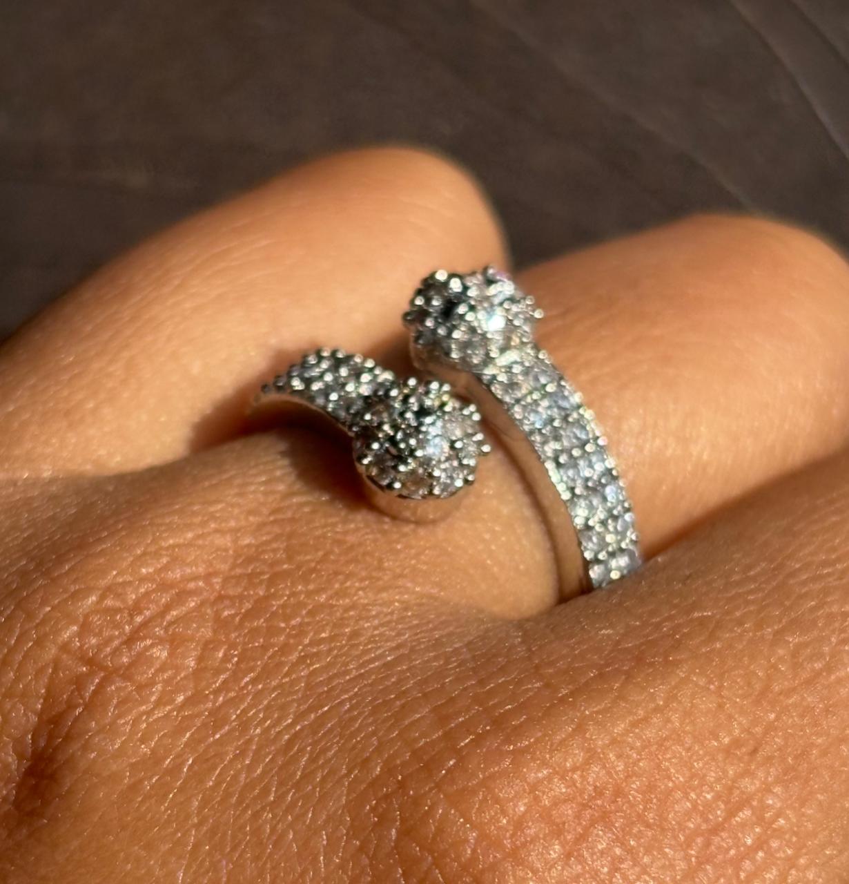 Silver American Diamond adjustable Ring - Image 2