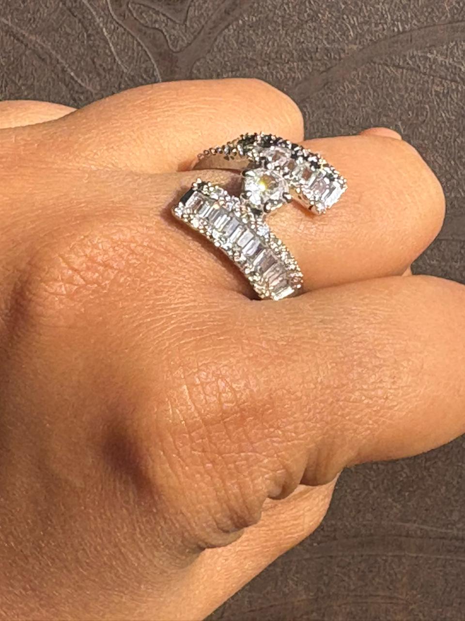 Silver Plated American Diamond adjustable Ring - Image 2