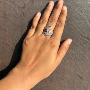 Silver Plated American Diamond adjustable Ring
