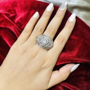 Elegant big American Diamond adjustable Ring