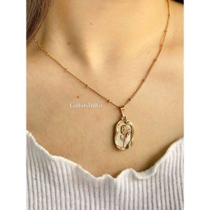 TULIP ANTI TARNISH GOLD PLATED PENDANT CHAIN