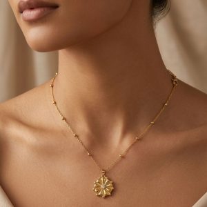 FLORAL GOLD PLATED PENDANT CHAIN